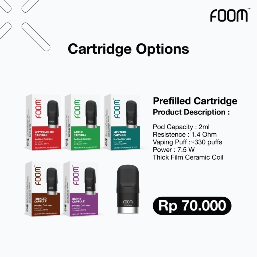 PREFILLED CARTRIDGE FOOM X POD CAPSULE 2ML