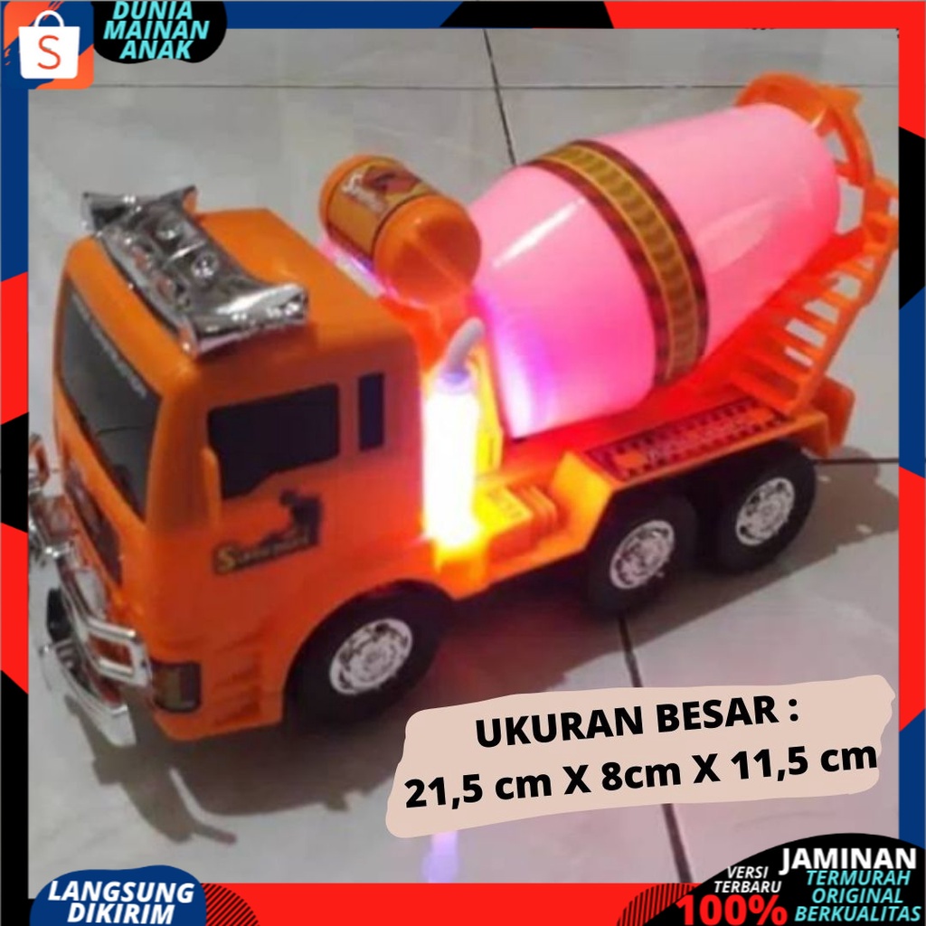 Mainan Mobil Mobilan Truk Molen Ukuran Besar Bump Go -Mixer Truck Mobil Baterai Anak Edukatif Murah