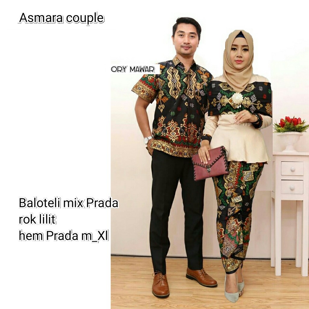 Sarimbit Batik Anggun Couple Asmara kemben - Warna Merah, Tosca, Late, Biru, Kuning - M L XL