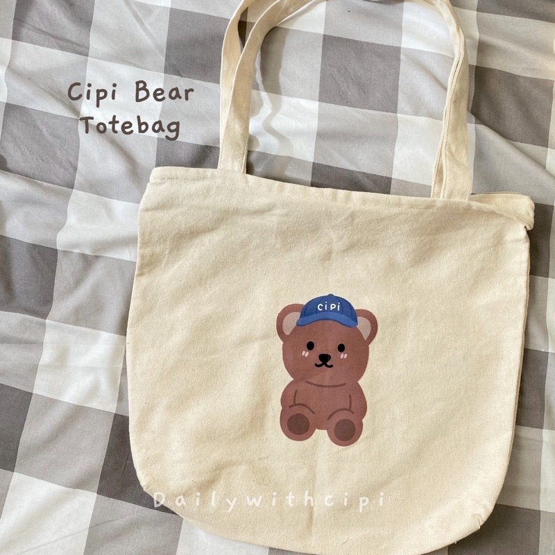fluffy bear tote bag