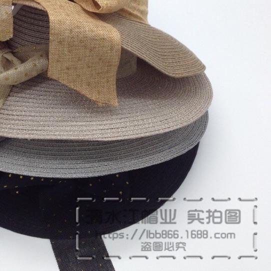 ❆ MAY STAR Topi Pantai Rajut Pita Bintik Emas T2 ✭