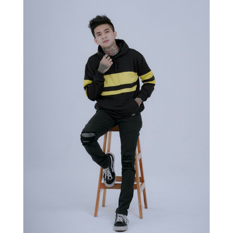 Sweater Hoodie Sweater Pria Sweater Salviohexia Hitam Kombi Kuning