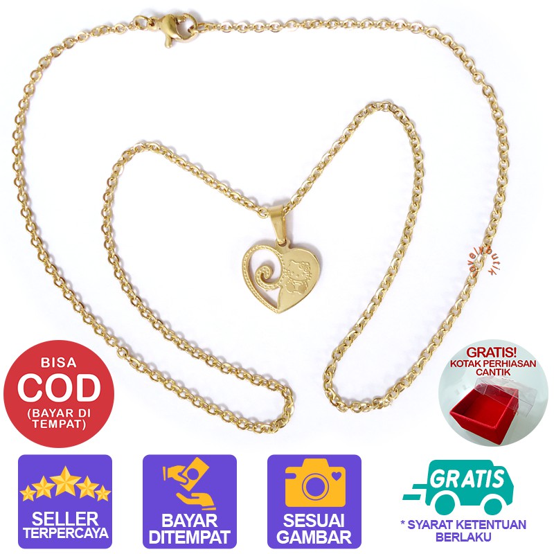 Lovelybutik Kalung Titanium Anti Karat My Cutie Kalung Titanium Wanita BONUS KOTAK PERHIASAN