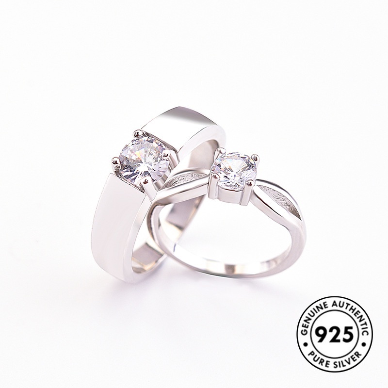 Cincin Berlian Bahan S925 Silver Untuk Pasangan