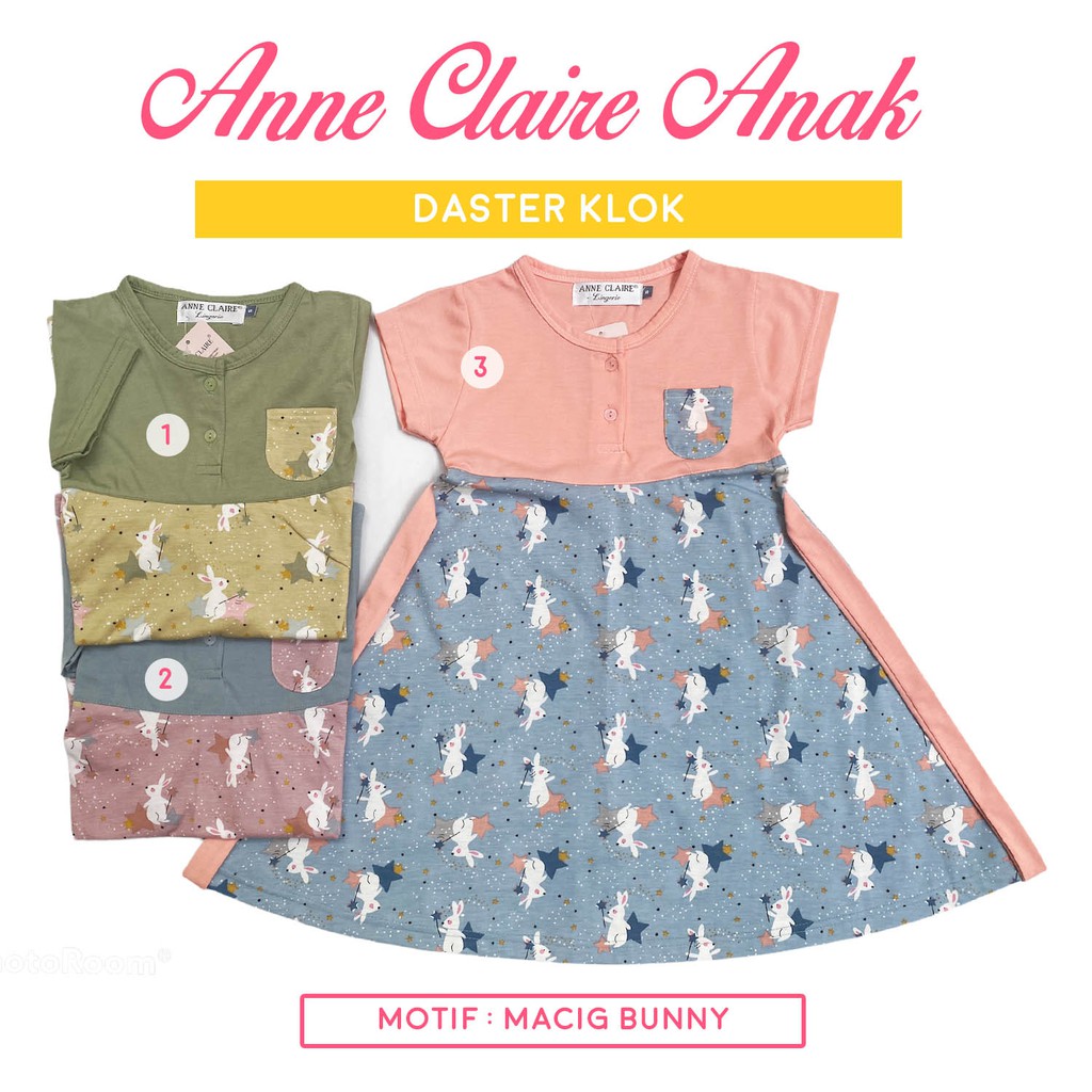 Daster Klok Anak Lengan Pendek + Tali belakang Anne Claire Dress Bahan Kaos