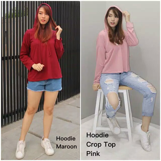 Hoodie Sweater Crop Top Bahan Babyterry Good Quality 2253 CT / 2252