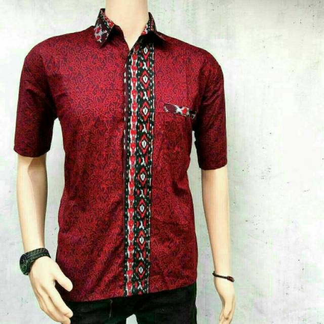 TERBARU Risna Batik HRB026 kenongo kemeja hem pendek padi pekalongan sogan halus M L XL Hem Batik