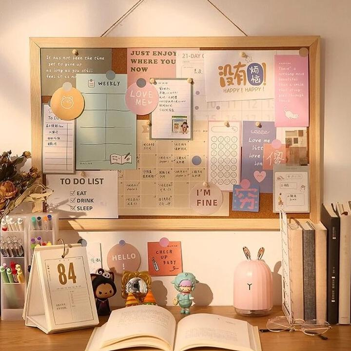 

↔Ready Message board Background Boardsend sticker cork message board Decorative Board With Frame Cork Board P82 ↔