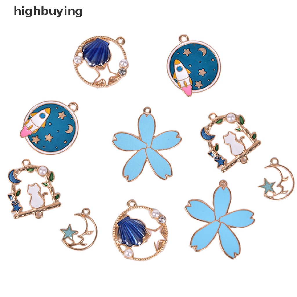 Hbid 14pcs / lot Liontin Bahan Metal Enamel Untuk Membuat Perhiasan Charms