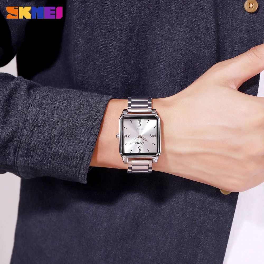 SKMEI 1603 Jam Tangan Pria Wanita Analog Tali Stainless Kulit WATCHKITE WKOS