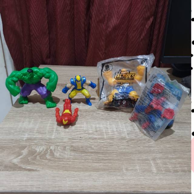 Happy Meal Marvel Heroes Hulk Spiderman Ironman Wolverine 2008 Vintage Hadiah Mcdonalds Mainan Mcd