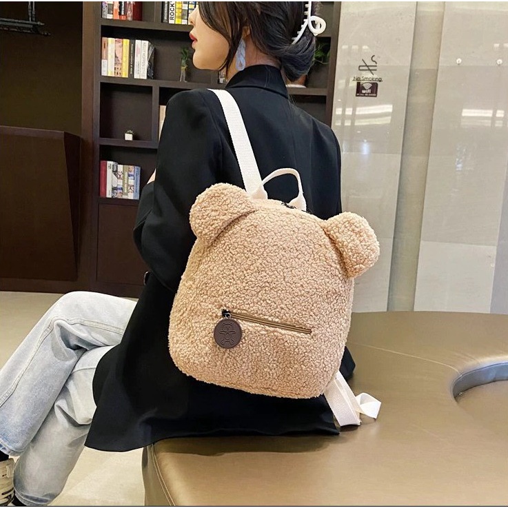 YUKI Backpack Tas Ransel Mini TELINGA Bulu Wanita Remaja Fashion Trend Korea Chikoisme