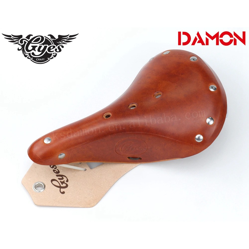 PRODUK IMPORT Taiwan Gyes GS-17 MTB Bicycle Saddle Classic Cow Leather Retro Vintage Road Bike