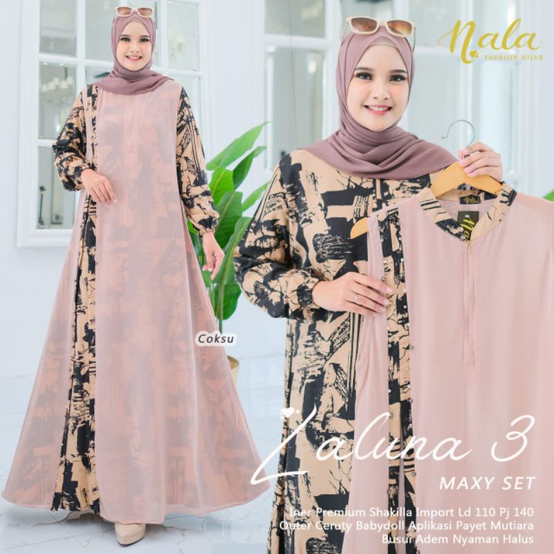 Zaluna #3  Maxi Set Terbaru  Maxy polos Maxy murah Maxy wanita Maxy Ceruti Maxy Kondangan maxy LD 11