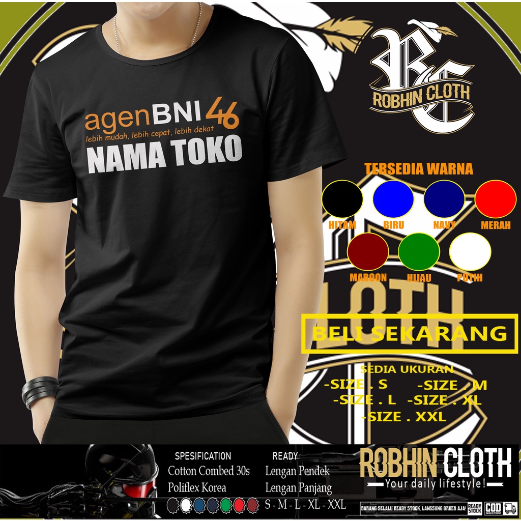 Kaos Agen BNI 46 Request Nama Toko Baju Perusahaan