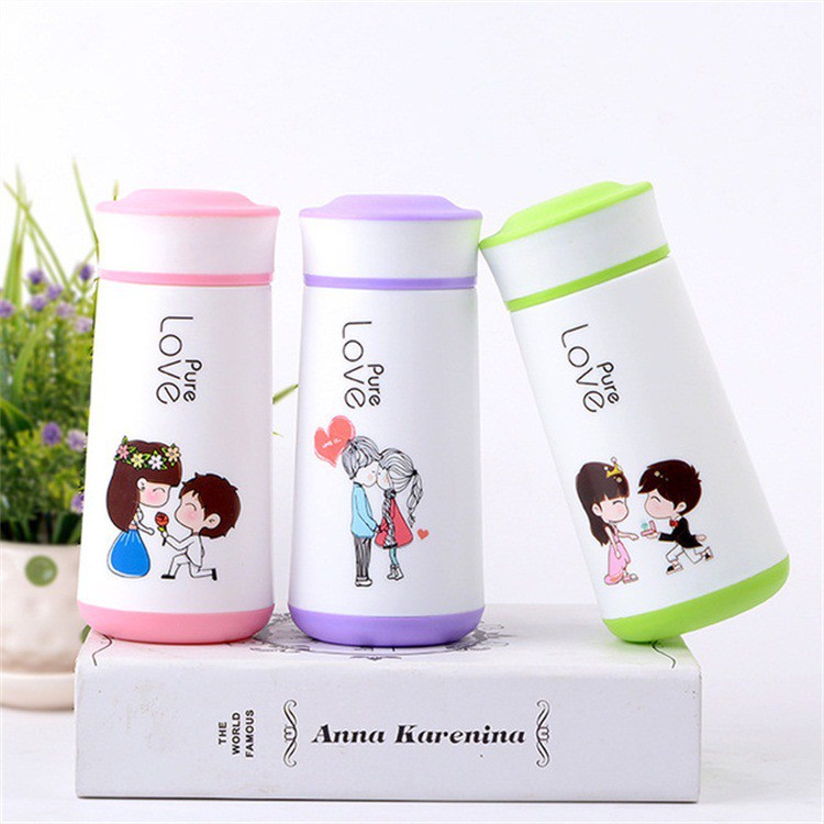 Botol Minum Kaca CARTOON ( Botol minum dengan motif kartun )-- LOVE