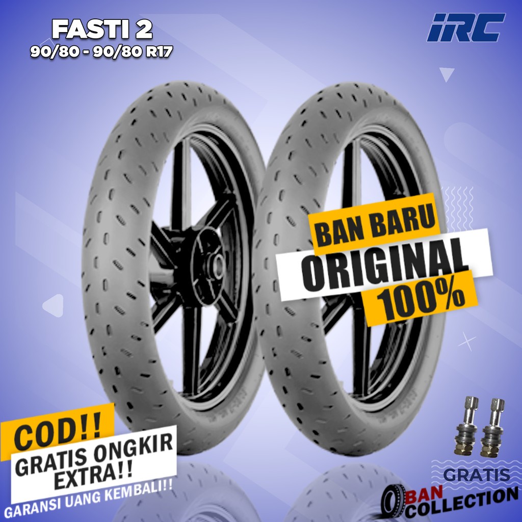 Paket Ban Motor Moped (Motor Bebek) RACING COMPOUND // IRC FASTI 2 90/80 - 90/80 Ring 17 Tubeless ba