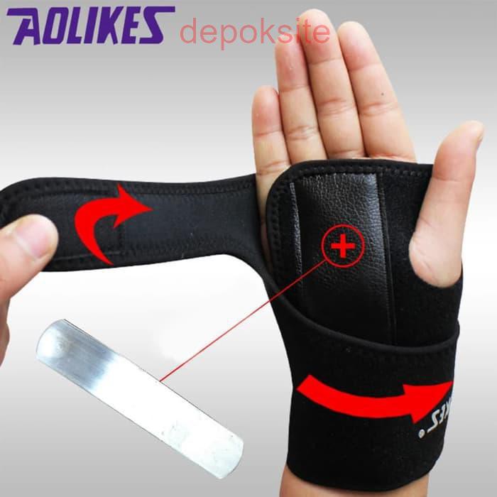 1 Pasang AOLIKES 1676 Terapi Penyangga Lengan Tangan Dengan Plat Wrist Bracer Wrist Hand Support