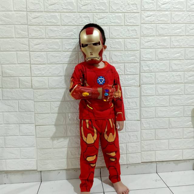 Kostum baju anak iron man tangan thanos infinithy war kostum iron man gratis topeng