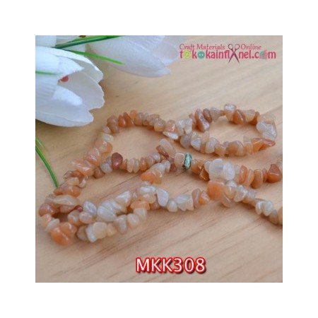 MKK308 Manik Kerikil Batu Kecil Cream Coklat ( 1 string 40cm)
