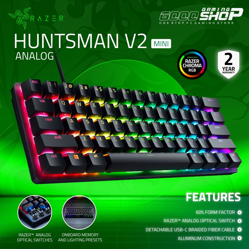 Razer Huntsman V2 Mini Analog Optical Switches 60% - Gaming Keyboard