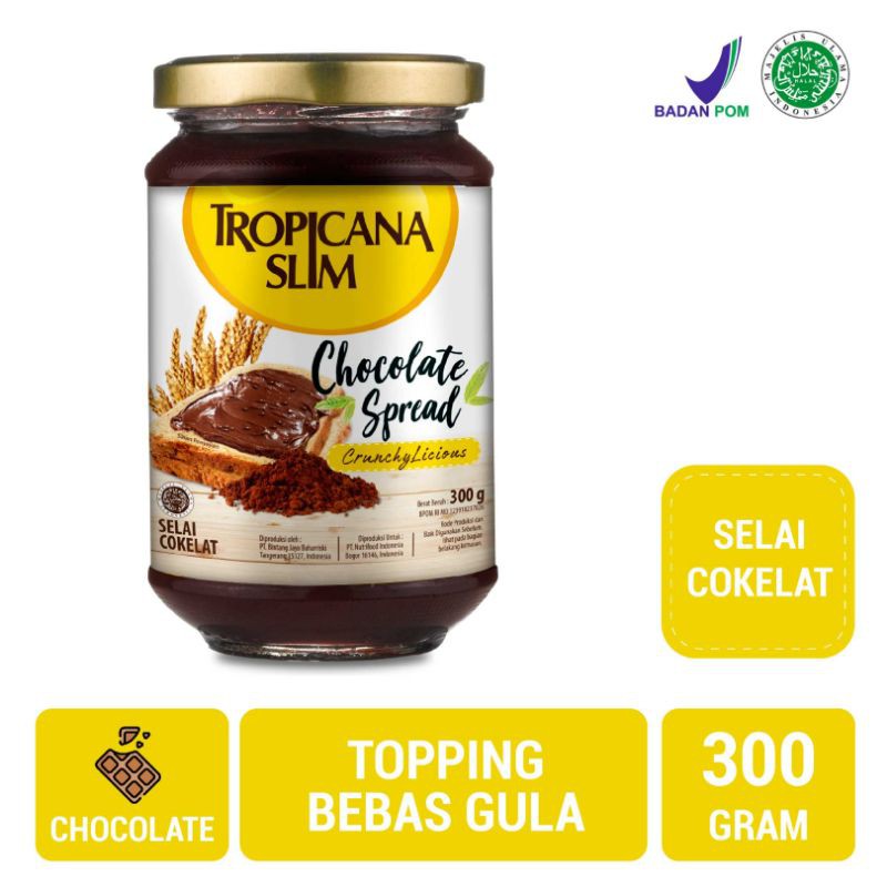 

TROPICANA SLIM CHOCOLATE SPREAD 300GR SELAI COKLAT BEBAS GULA SUGAR FREE