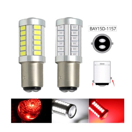 Lampu LED Bayonet Brake Rem Sein Mundur 1157 33 MATA Lensa Mobil Motor