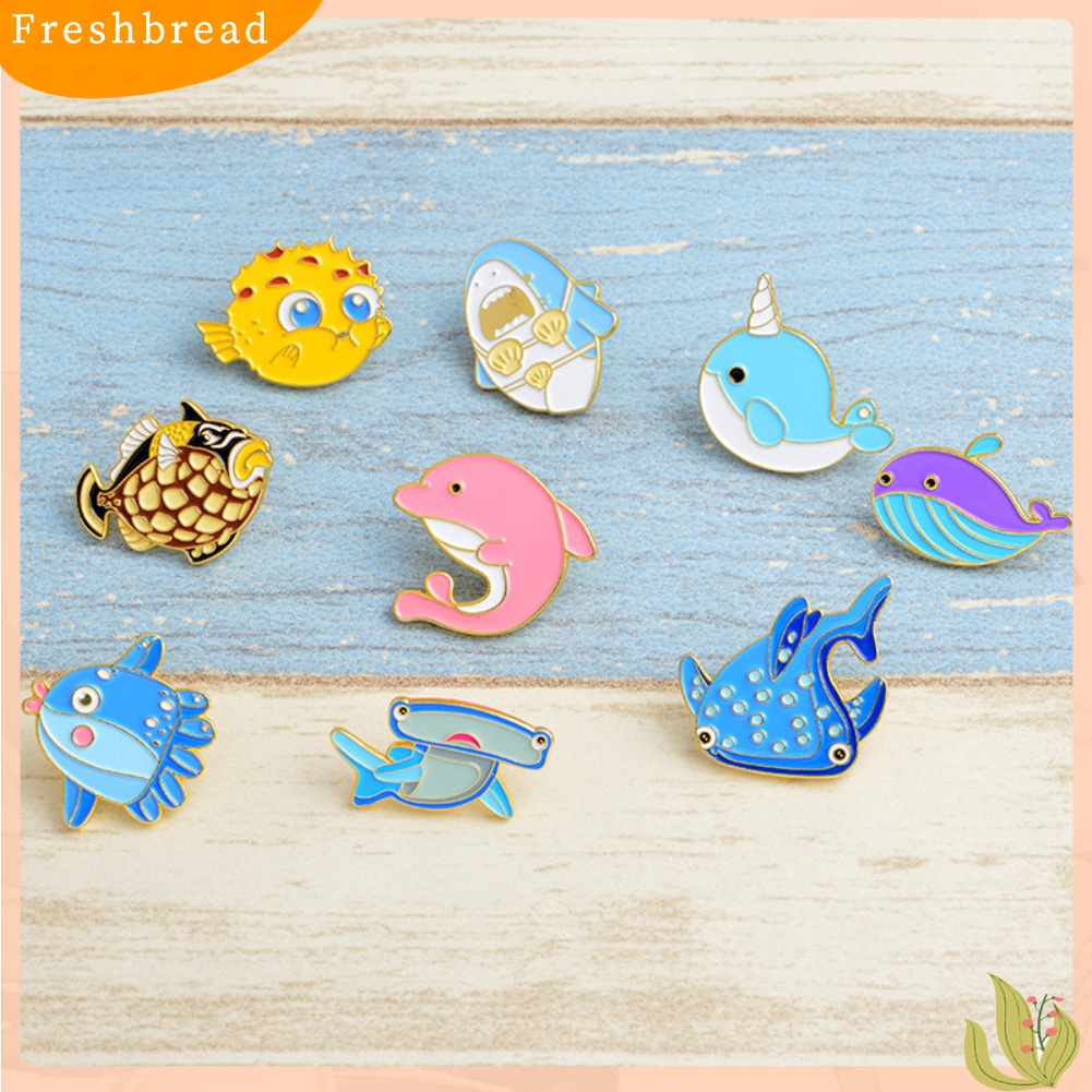 Fresh| Bros Pin Enamel Bentuk Ikan Paus / Hiu / Paus Kartun Lucu