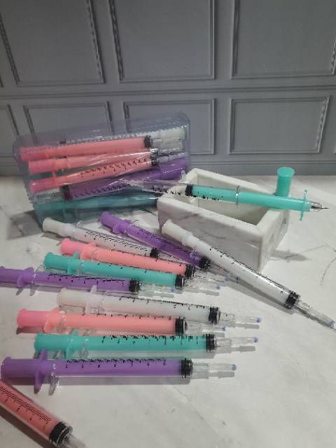 Pen suntikan/pen jarum/pen fancy/pen bisa isi air/suntikan isi air mainan anak-1