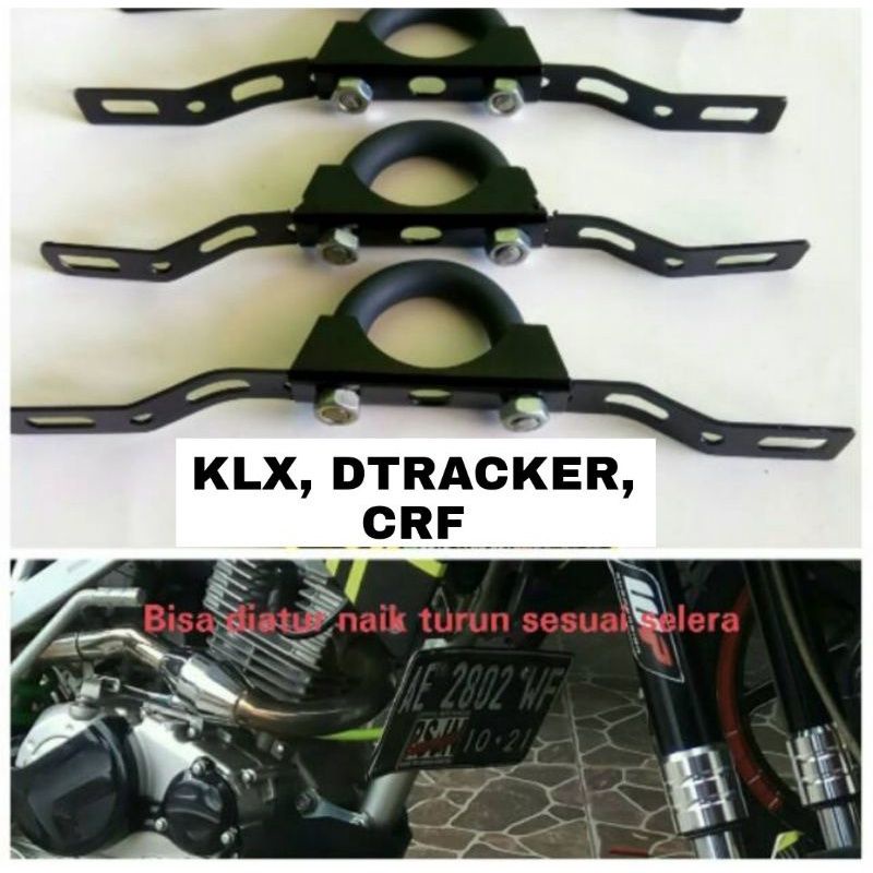 bracket / breket dudukan pangkon plat no depan klx , crf ,bf ,dtracker ,w175 bisa naik turun/atas bawah