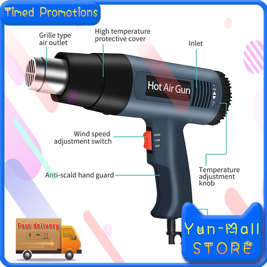 Electric Hot Air Gun Dryer Heat Solder Thermal 2000W/220V +2000W Hot Gun / Hot Air Gun / Heat Gun Hijau / Alat Torch/ Pemanas Skotlet / Heat Gun PISTOL PEMANAS