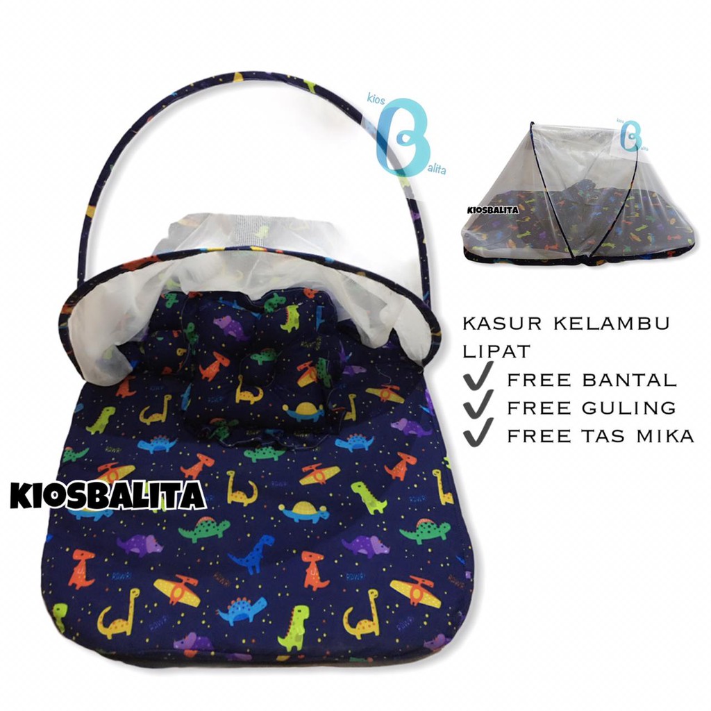 FREE TAS MIKA! Kasur lipat kelambu bayi set bantal peyang &amp; guling bayi /kasur bayi kelambu termurah