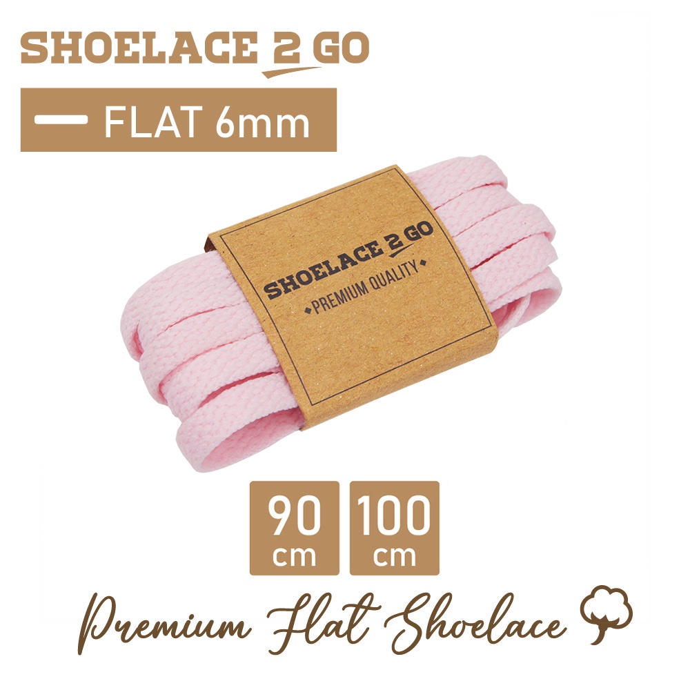 SHOELACE 2 GO PREMIUM TALI SEPATU GEPENG PIPIH FLAT G1 - PINK