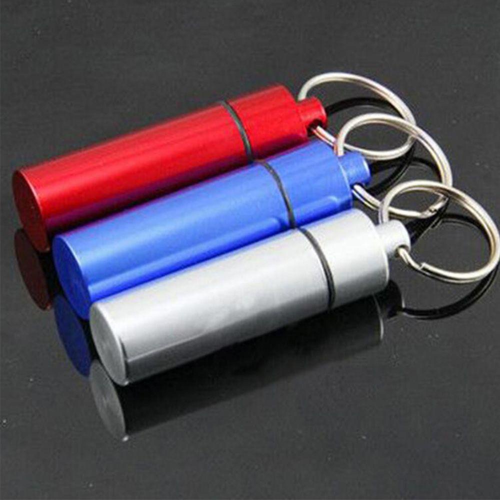 [Elegan] Gantungan Kunci Outdoor Panas Anti Air Aluminium Holder Warna Random Case Pill Box