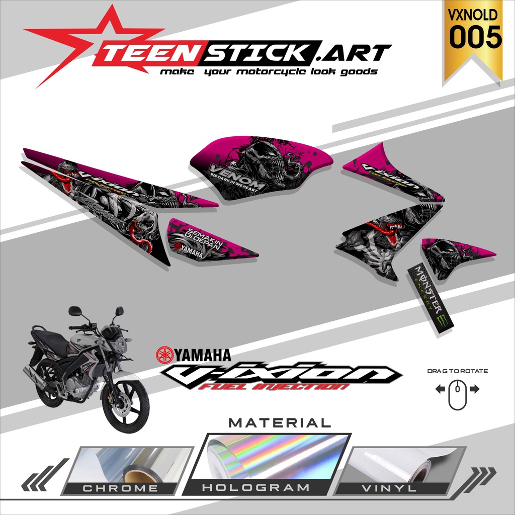 Striping VIXION OLD - Striping  Variasi  Hologram Chrome Vynil UV Transparant YAMAHA VIXION OLD VENO
