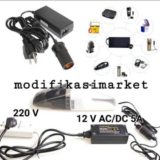 ADAPTOR AC TO DC 12 VOLT LIGHTER SOCKET CONVERTER 220 VOLT KE 12 VOLT