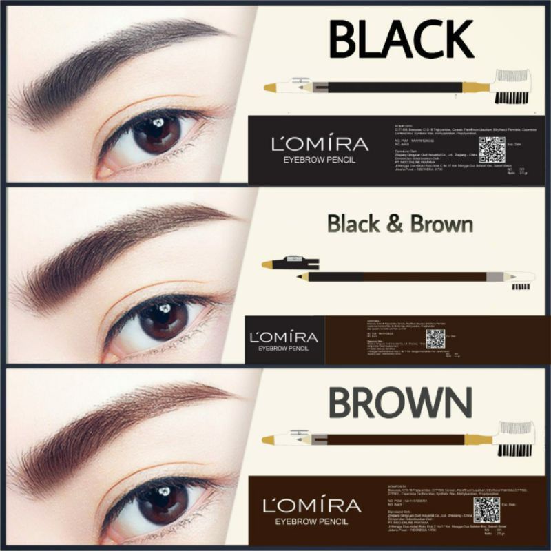 Lomira Eyebrow Pensil Alis 2in1 Natural Eyebrow Pencil With Brush