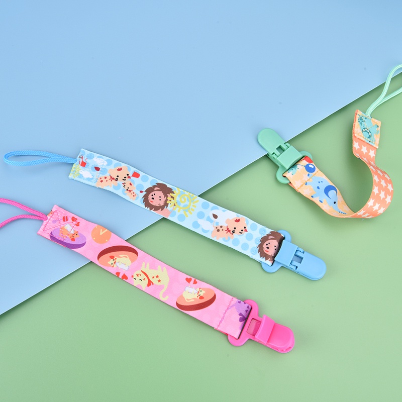 3pcs / Set Klip Penyangga Pacifier Dengan Bahan Plastik Dan Gambar Motif