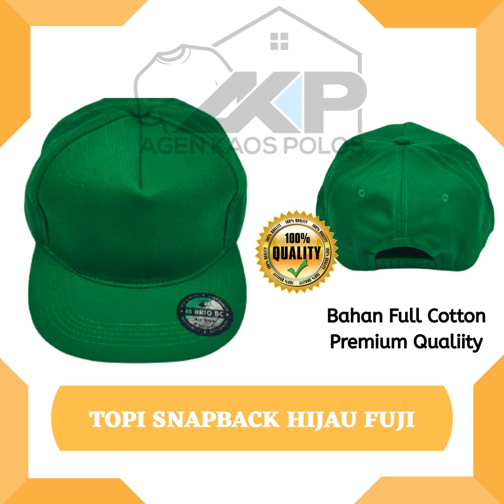 TOPI SNAPBACK POLOS PREMIUM FULL BAHAN COTTON KATUN PRIA WANITA - HIJAU FUJI