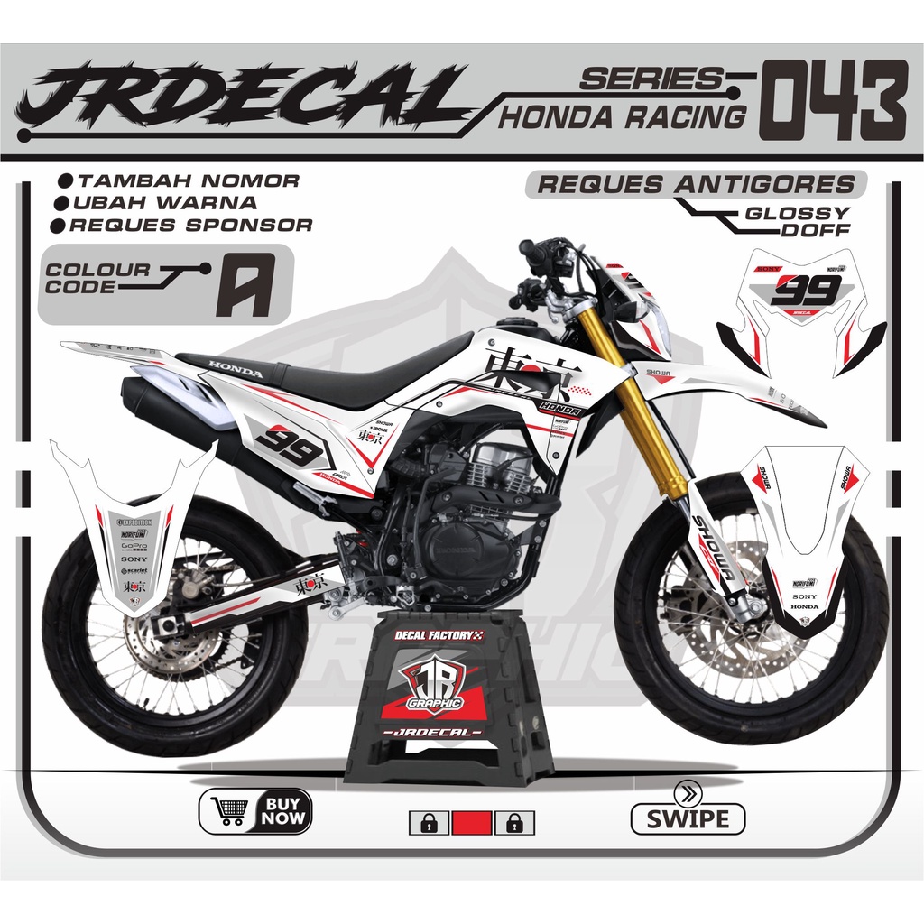 DECAL HONDA CRF 150L PUTIH JEPANG TOKYO FULL BODY KEREN MINIMALIS SIMPLE MURAH TERBARU JAPAN TOKYO- 