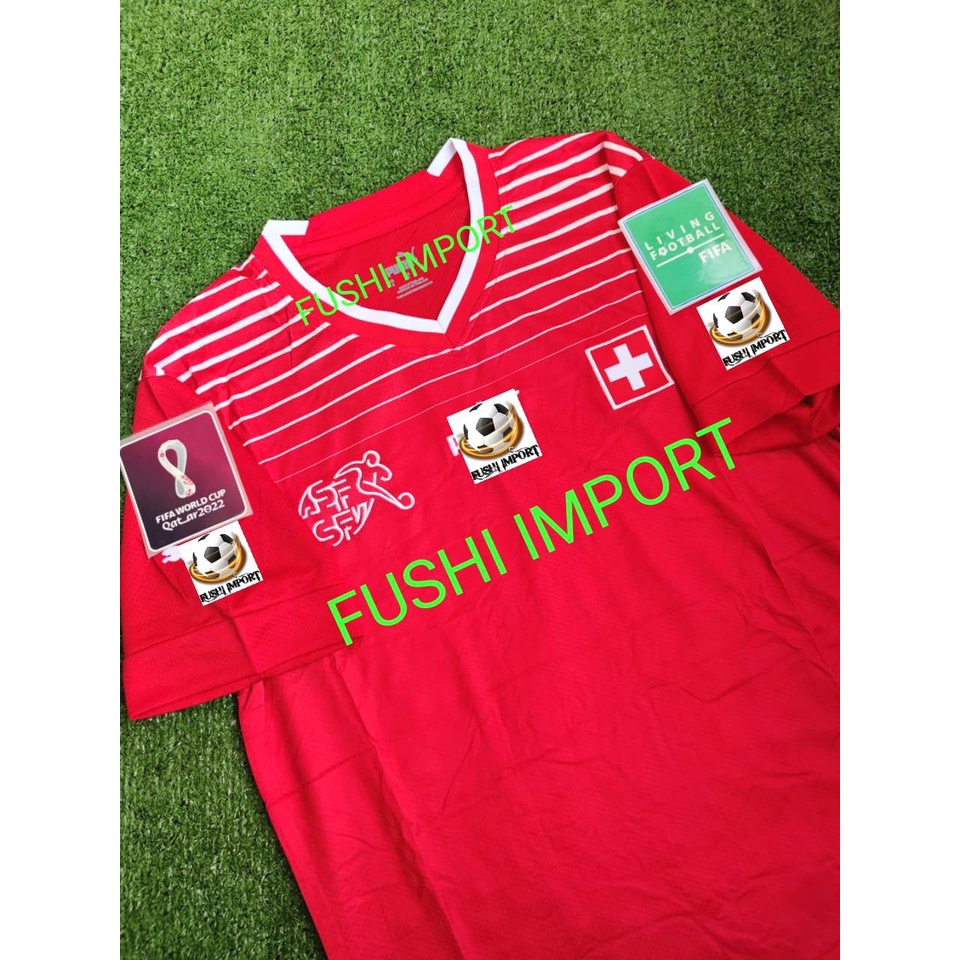 Jersey Baju Bola Swiss Home Full Patch World Cup Piala Dunia 2022 Grade Ori