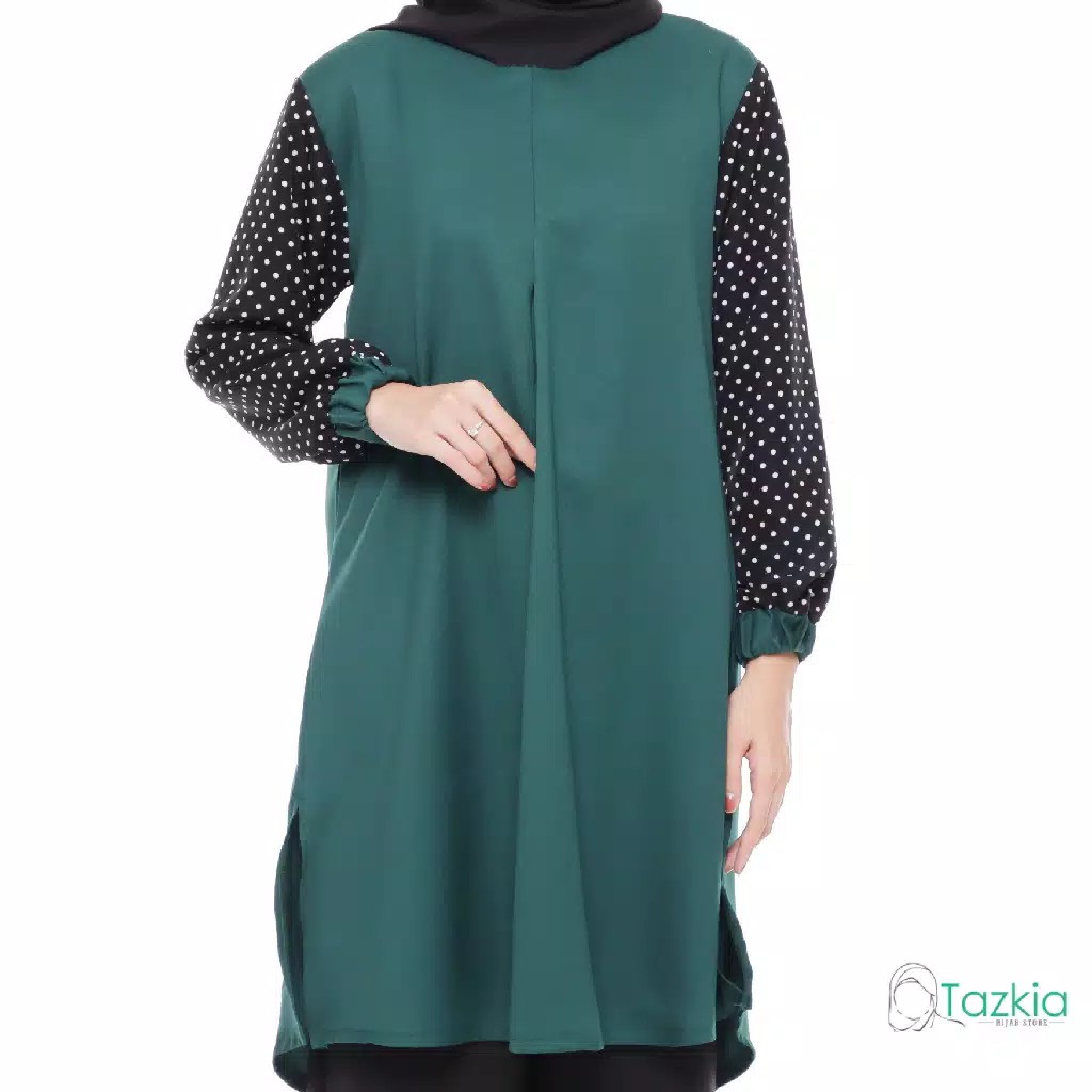 Baju Muslim Wanita | Atasan Muslimah | Brisia Tunik Polos Polkadot