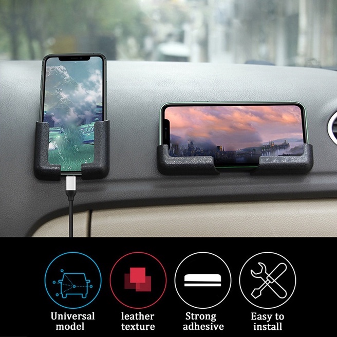 Holder HP Jog Belakang Mobil atau Dashboard Simple &amp; Praktis untuk semua jenis HP Smartphone Holder Multifungsi Interior Car Phone Mount Multifunction Phone Holder For Car Wall Mounted Wall Hook Mobile Phone Stand Auto Interior Storage Decore