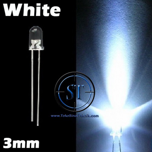 x10 LED Putih = Putih 3mm Super Bright  White Isi 10 BUAH