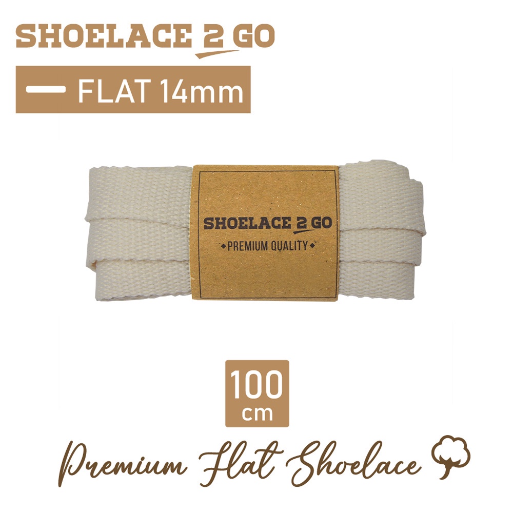 SHOELACE 2 GO PREMIUM TALI SEPATU GEPENG PIPIH FLAT A10 - OFF WHITE - 100CM