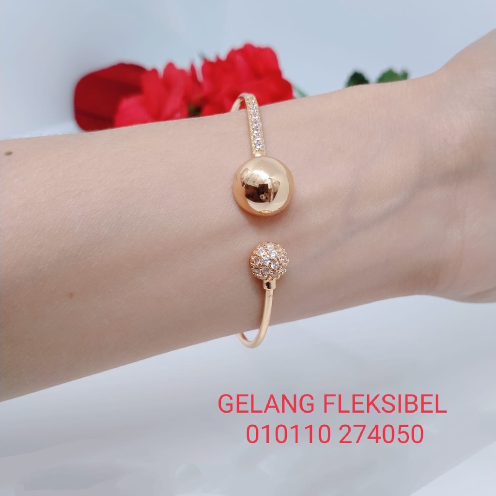 Gelang Tangan Bangle Fleksibel Wanita Titanium Xuping Perhiasan Aksesoris Fashion Lapis Emas Anti Karat