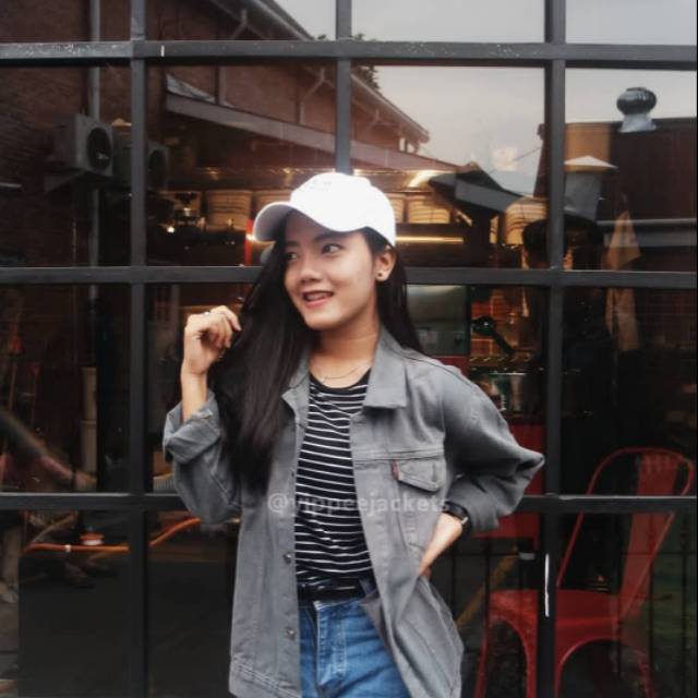 Jaket jeans wanita JAKET JEANS OVERSIZE  (ABU ABU)