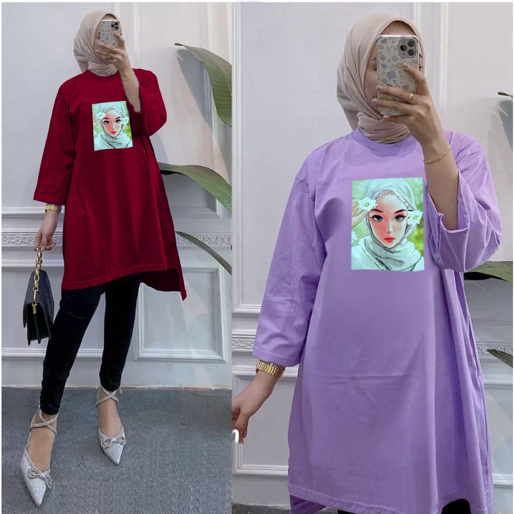 GR TUNIK OVERSIZE BASIC KAOS JUMBO GAMBAR PRINT DTF LEMBUT (BUKAN SABLON) TUNIK BABYTERRY SR03