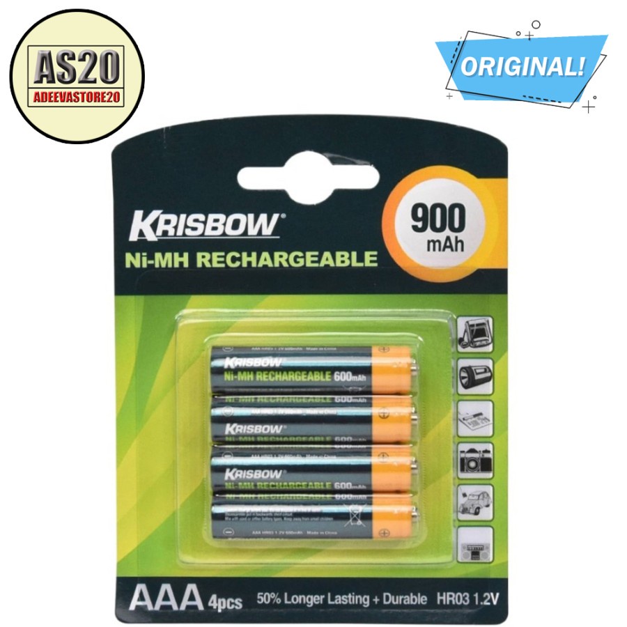 Krisbow Baterai Charger type AAA 900 mah isi 4 Original