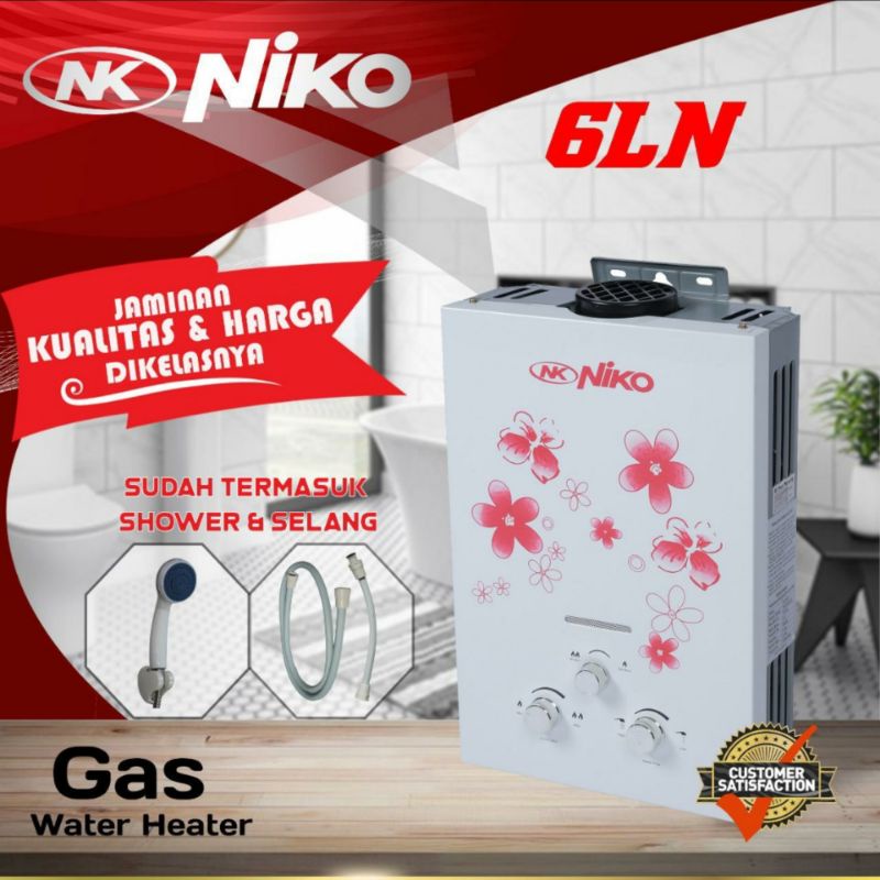 NIKO WATER HEATER GAS 6 LN NIKO 6LN Gas Water Heater Pemanas Air NK6LN AMAN MUDAH DIGUNAKAN ORIGINAL GARANSI RESMI